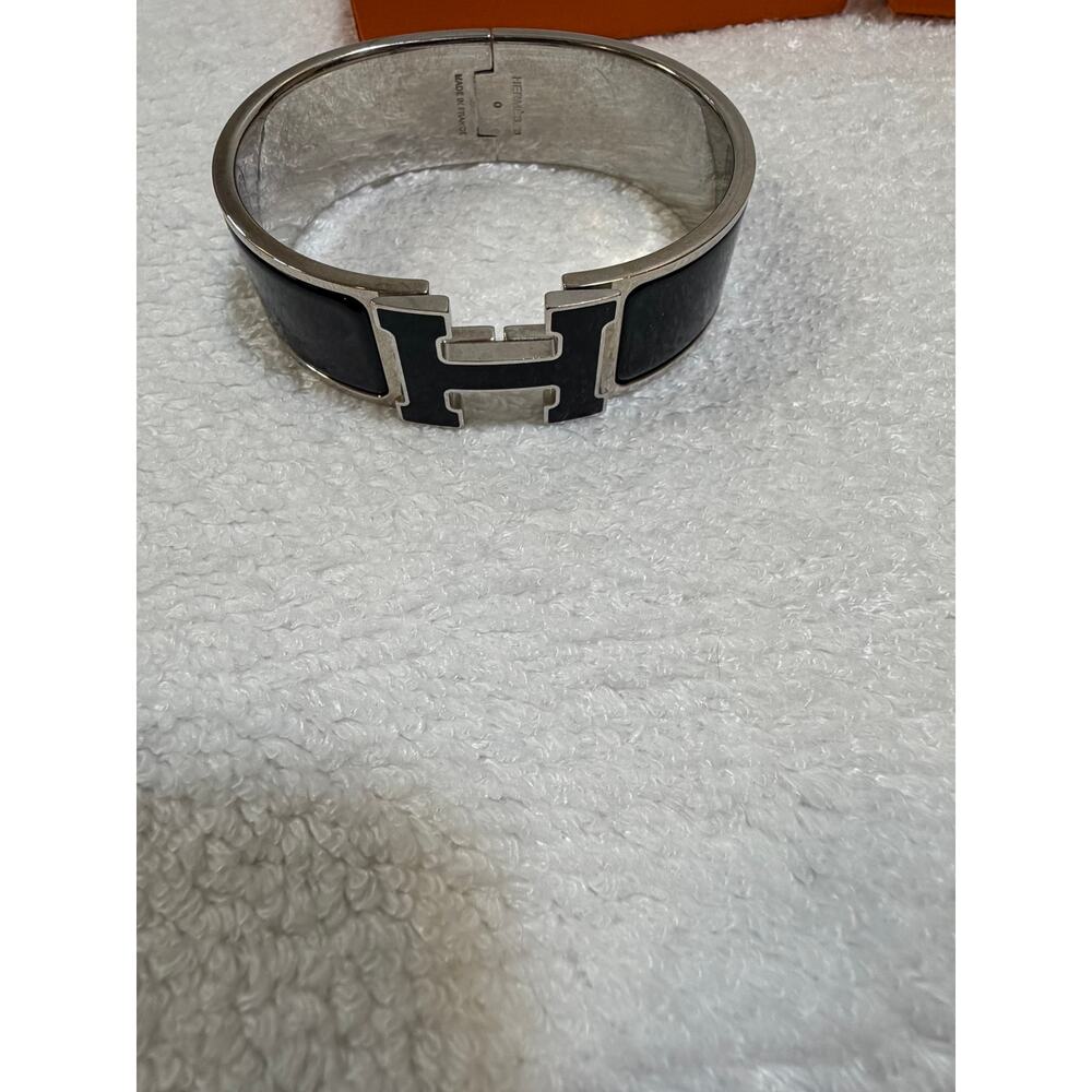 Hermes Clic Clac H Bracelet Black and Silver - Picture 10 of 10